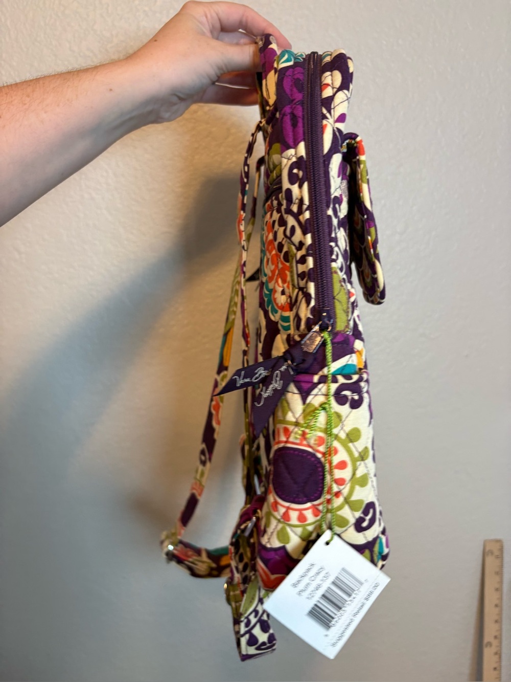 Vera Bradley Backpack Plum Crazy Adjustable Strap School Travel NWT - Picture 5 of 10